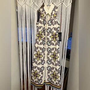 Tuckernuck Citron and Slate blue embroidered Leighton Dress Size S NWT